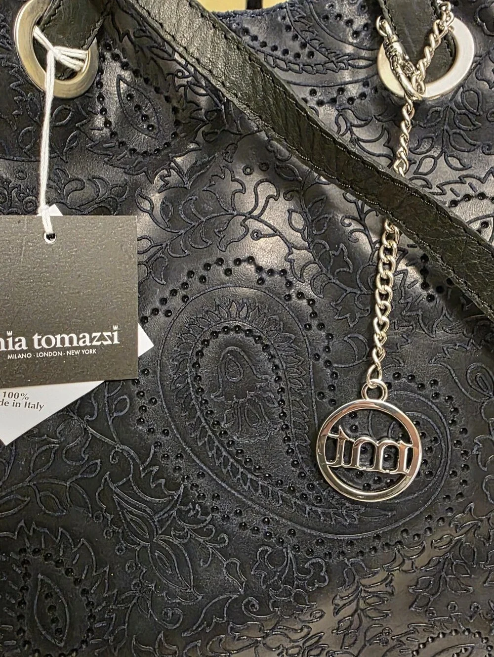 Mia Tomazzi | Navy Blue Laser-cut Hobo Bag